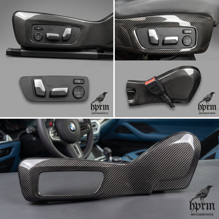 Seat Button Bezel Set, Dry Carbon Fiber: BMW M3 / M4 (G80/G82/G83 2021+)