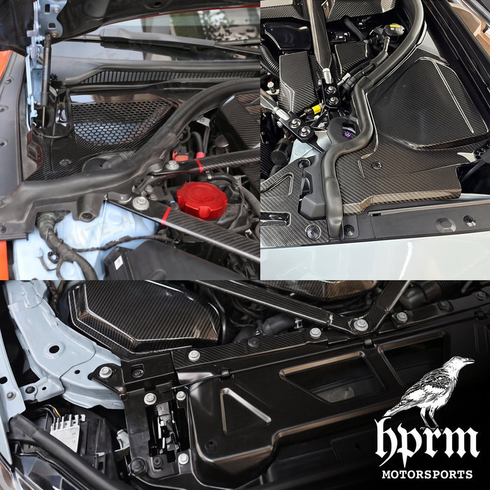 Engine Bay Trim Panel Set, Dry Carbon Fiber: BMW M3 / M4 (G80/G82/G83 2021-2025)